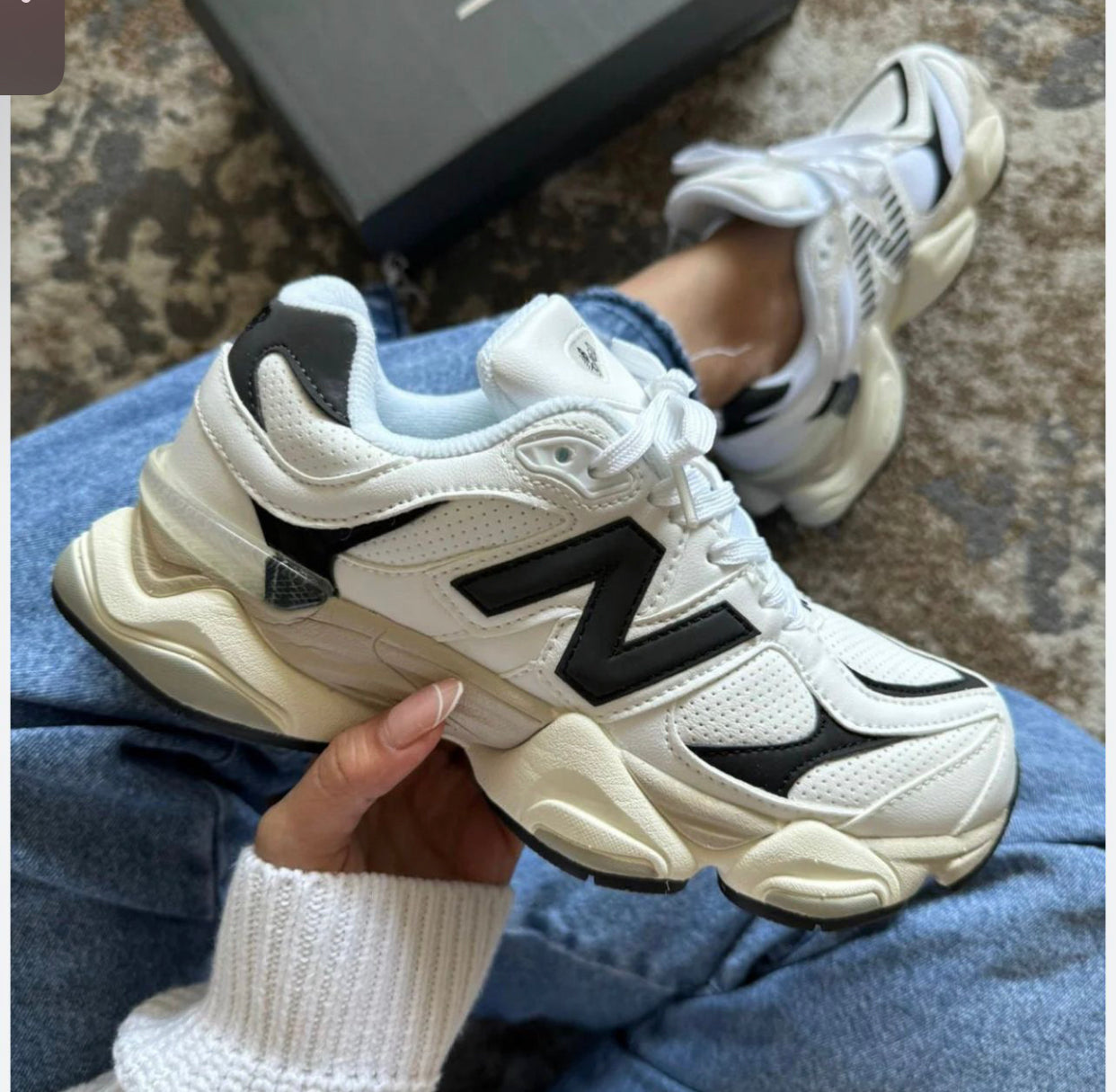 New balance 9060 Blanca logo negro